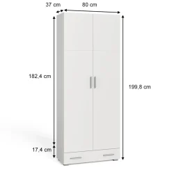 Aktenregal Frank Weiß 80 x 182.4 cm mit Schublade Vicco