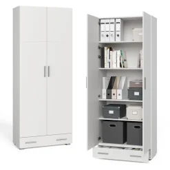 Aktenregal Frank Weiß 80 x 182.4 cm mit Schublade Vicco