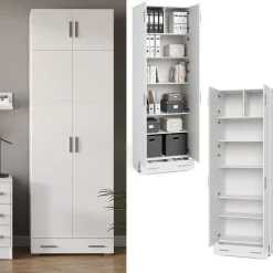 Aktenregal Frank Weiß 80 x 182.4 cm mit Schrankaufsatz und Schublade Vicco