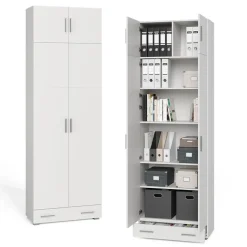 Aktenregal Frank Weiß 80 x 182.4 cm mit Schrankaufsatz und Schublade Vicco