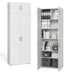 Aktenregal Frank Weiß 80 x 182.4 cm mit Schrankaufsatz Vicco