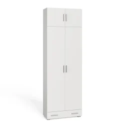 Aktenregal Ingo Weiß 80 x 182.4 cm mit Schrankaufsatz und Schublade Vicco