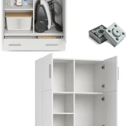 Aktenregal Ingo Weiß 80 x 182.4 cm mit Schrankaufsatz und Schublade Vicco