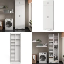 Aktenregal Ingo Weiß 80 x 182.4 cm mit Schrankaufsatz und Schublade Vicco