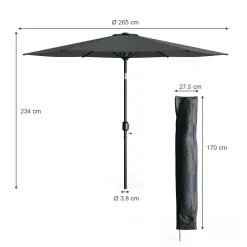 Ampelschirm Anthrazit 270 cm mit Schutzhülle OK-Living