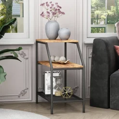 Anstelltisch Fyrk Eiche rustikal 30 x 60 cm mit 2 offenen Ablagen Vicco