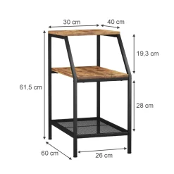 Anstelltisch Fyrk Eiche rustikal 30 x 60 cm mit 2 offenen Ablagen Vicco