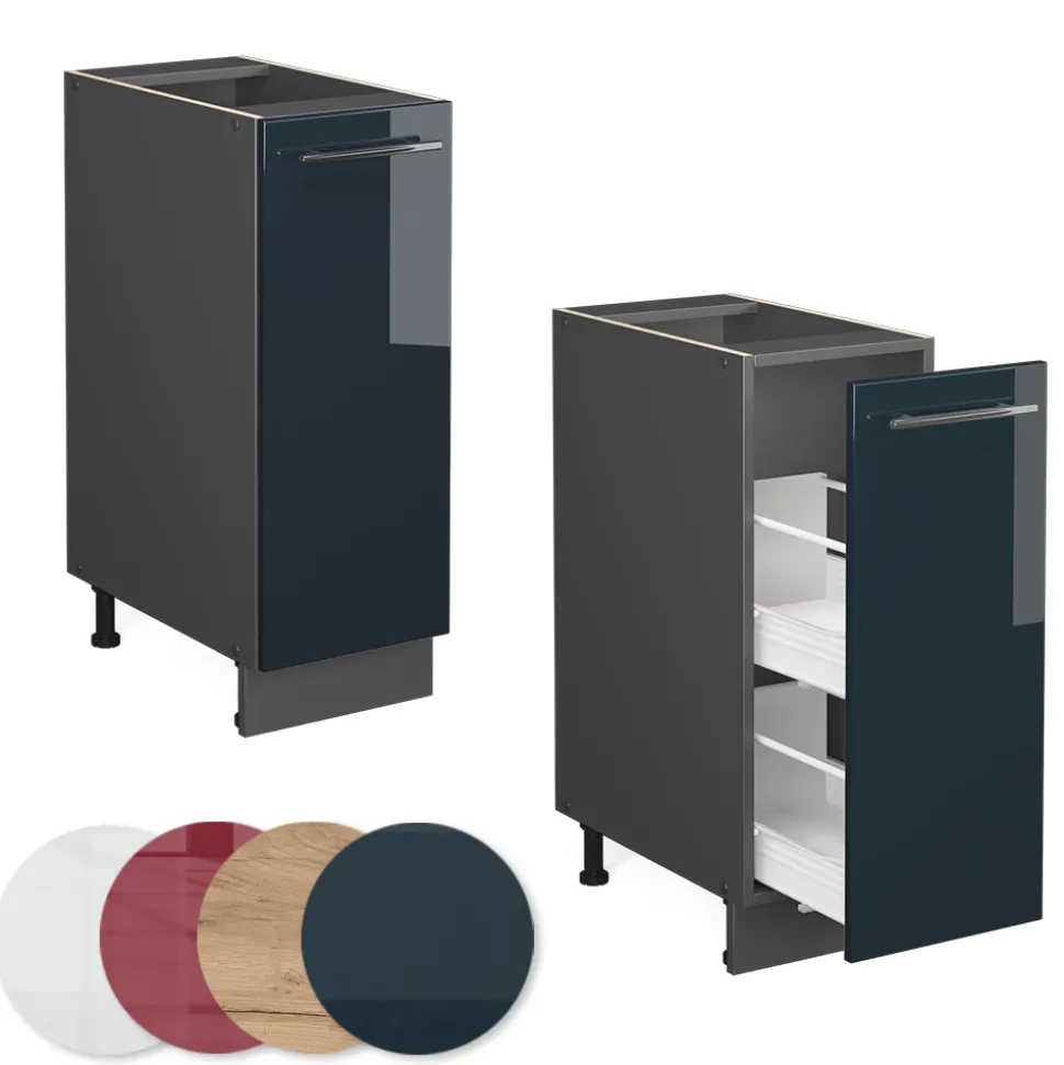 Apothekerschrank Fame-Line Dunkelblau Hochglanz 30 cm ohne Arbeitsplatte Vicco