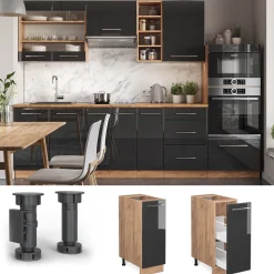 Apothekerschrank Fame-Line Anthrazit Hochglanz 30 cm , AP Eiche Vicco