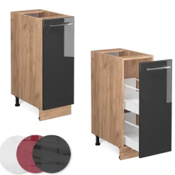 Apothekerschrank Fame-Line Anthrazit Hochglanz 30 cm , AP Eiche Vicco