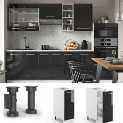 Apothekerschrank Fame-Line Anthrazit Hochglanz 30 cm , AP Marmor Vicco