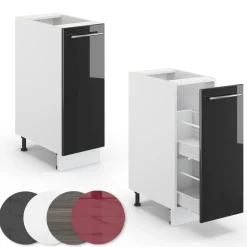 Apothekerschrank Fame-Line Anthrazit Hochglanz 30 cm , AP Marmor Vicco