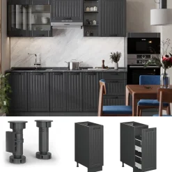 Apothekerschrank Fame-Line Dunkelgrau 30 cm , AP Marmor Vicco