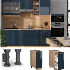 Apothekerschrank Fame-Line Dunkelblau Hochglanz 30 cm , AP Anthrazit Vicco