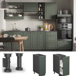 Apothekerschrank Fame-Line Grün-Gold Landhaus 30 cm , AP Eiche Vicco