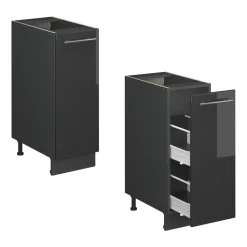 Apothekerschrank Fame-Line Anthrazit Hochglanz 30 cm , AP Eiche Vicco