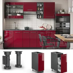 Apothekerschrank Fame-Line Bordeaux Hochglanz 30 cm , AP Eiche Vicco