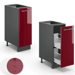 Apothekerschrank Fame-Line Bordeaux Hochglanz 30 cm , AP Eiche Vicco