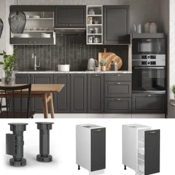 Apothekerschrank Fame-Line Anthrazit-Gold 30 cm , AP Marmor Vicco