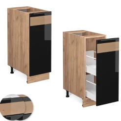 Apothekerschrank Fame-Line Schwarz Eiche hochglanz 30 cm , AP Eiche Vicco