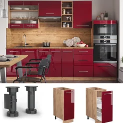 Apothekerschrank Fame-Line Bordeaux Hochglanz 30 cm ohne Arbeitsplatte Vicco