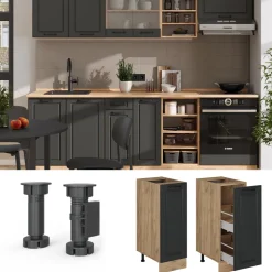 Apothekerschrank R-Line Anthrazit Landhaus 30 cm AP Marmor Vicco