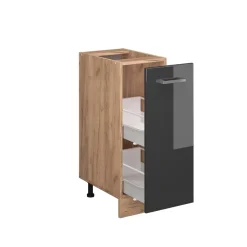 Apothekerschrank R-Line Anthrazit Hochglanz 30 cm AP Marmor Vicco