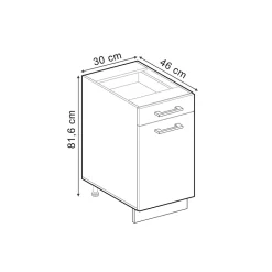 Apothekerschrank R-Line Beton 30 cm , AP Eiche Vicco