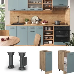 Apothekerschrank R-Line Blau-Grau 30 cm AP Marmor Vicco