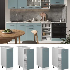 Apothekerschrank R-Line Blau-Grau 30 cm , AP Anthrazit Vicco