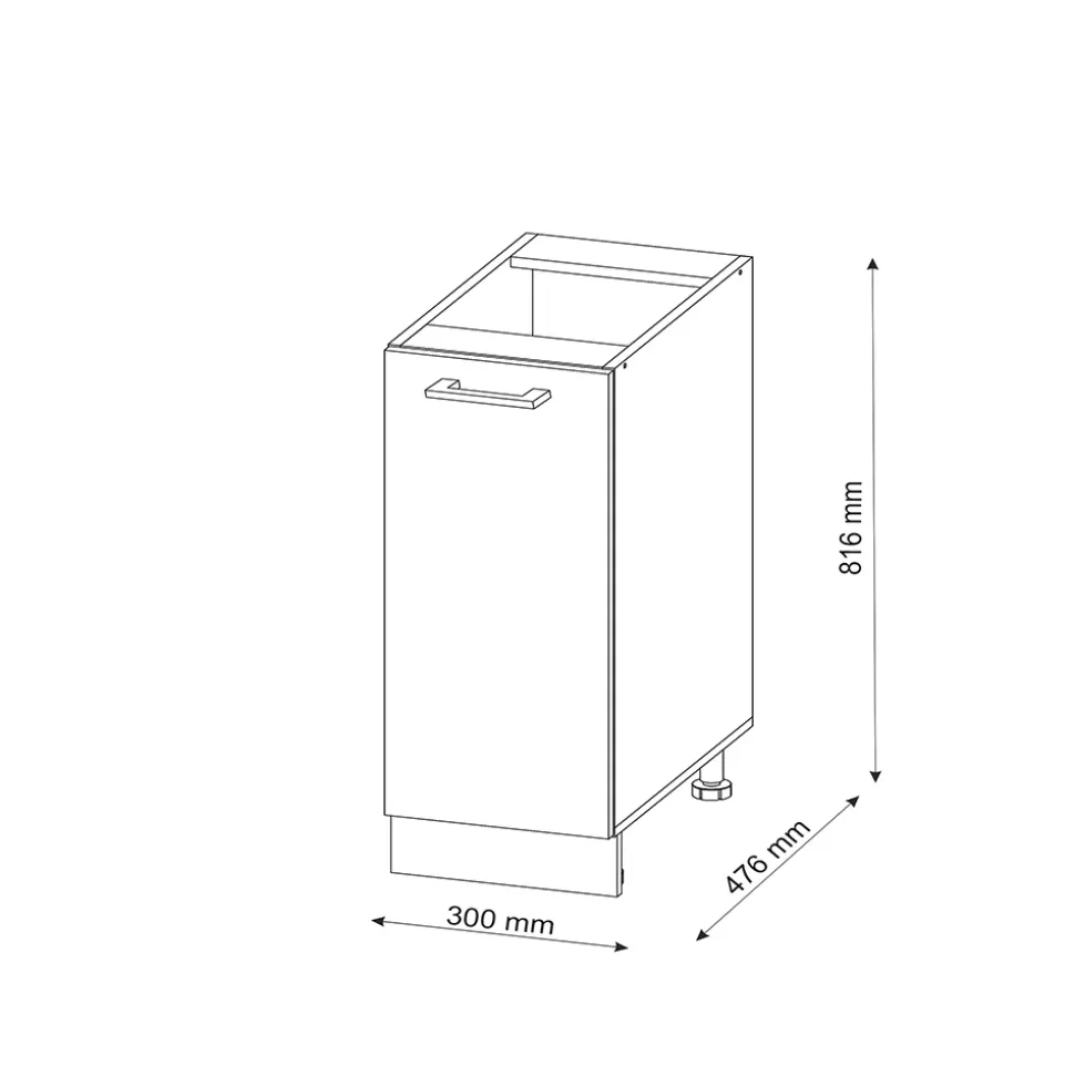 Apothekerschrank R-Line Edelgrau 30 cm , AP Eiche Vicco