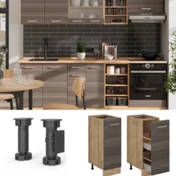 Apothekerschrank R-Line Edelgrau 30 cm ohne Arbeitsplatte Vicco