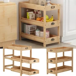 Aufbewahrungsregal Legum Braun 33 x 66 cm mit 3 Ablagen Vicco