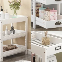 Aufbewahrungsregal Legum Weiß 33 x 66 cm mit 3 Ablagen Vicco