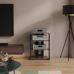 Aufbewahrungsregal Tonar Eiche rustikal/Schwarz 61 x 78 cm 4 offene Ablageflächen Vicco