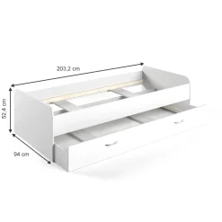 Ausziehbett Enzo Weiß 90x200 cm Vitalispa