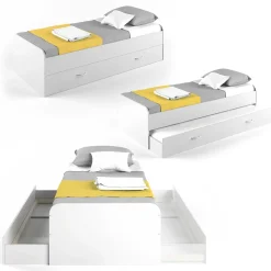 Ausziehbett Enzo Weiß 90x200 cm Vitalispa