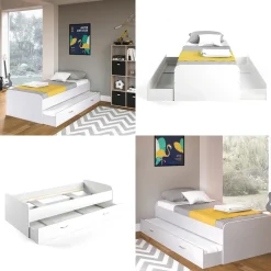 Ausziehbett Enzo Weiß 90x200 cm Vitalispa