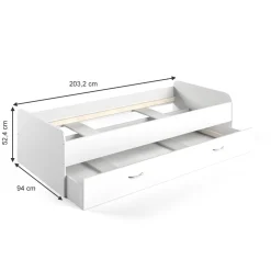 Ausziehbett Enzo Weiß 90x200 cm mit Matratze Vitalispa