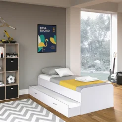 Ausziehbett Enzo Weiß 90x200 cm mit Matratze Vitalispa