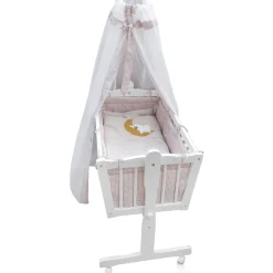 Babybett Beige 100 x 77 cm mit Rollen Vitalispa