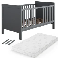 Babybett Ajaton Grau 144.4 x 83 cm mit Matratze Vitalispa