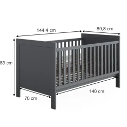 Babybett Ajaton Grau 144.4 x 83 cm mit Matratze Vitalispa