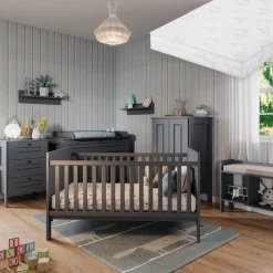 Babybett Ajaton Grau 144.4 x 83 cm mit Matratze Vitalispa