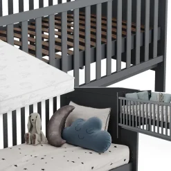 Babybett Ajaton Grau 144.4 x 83 cm mit Matratze Vitalispa