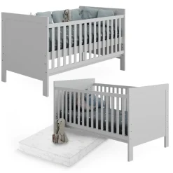 Babybett Ajaton Weiß 144.4 x 83 cm mit Matratze Vitalispa