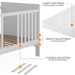 Babybett Ajaton Weiß 144.4 x 83 cm mit Matratze Vitalispa