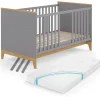 Babybett Malia Grau 70x140 cm mit Matratze Vitalispa