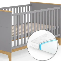 Babybett Malia Grau 70x140 cm mit Matratze Vitalispa