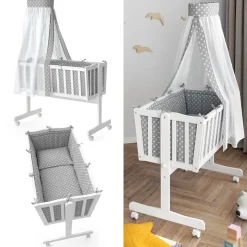 Babywiege Noah Weiß 40x90 mit Rollen Vitalispa